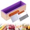 Silicone Soap Molds Kit-42 oz Wooden Silicone Soap Rectangular Mold with Stainless Steel Wavy & Straight Scraper for Soap Cake Making (Purple)